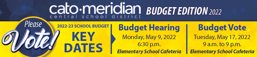 Key Dates: Budget Hearing: Monday, May 9, 2022 at 6:30 pm, Budget Vote: Tuesday, May 17, 2022 from 9am to 9pm